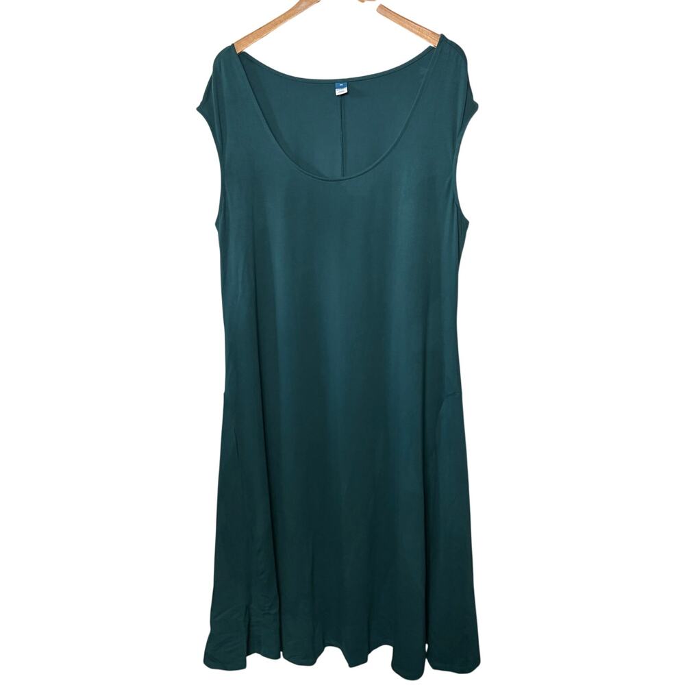 Old Navy Dress Fit & Flare Sleeveless Blue Green Knit Scoop Neck Midi Travel 2X